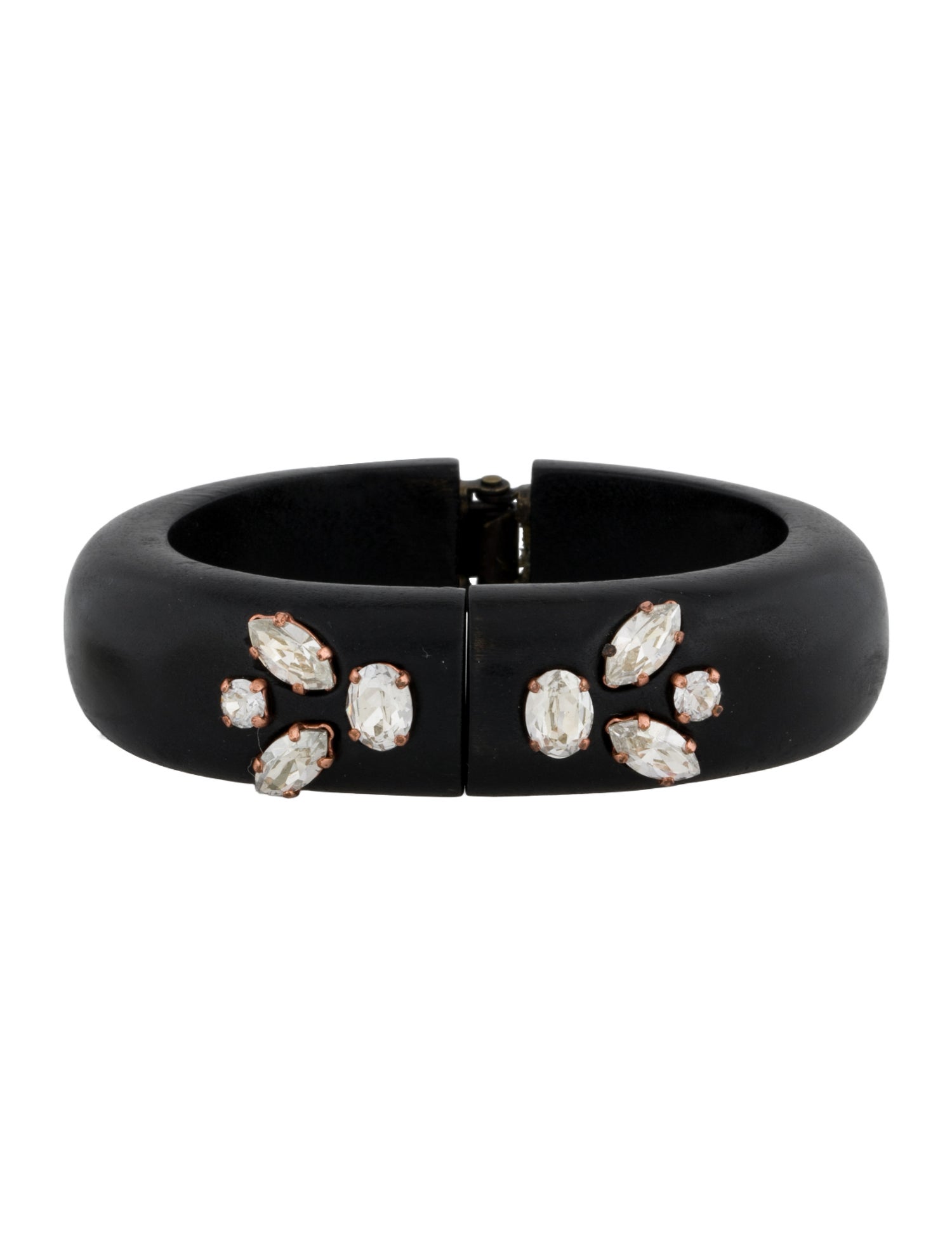 Isabel Marant Crystal & Wood Hinged Bangle Bracelet