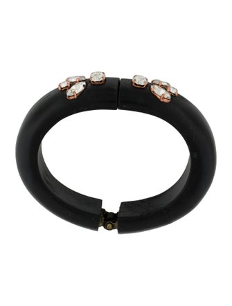 Isabel Marant Crystal & Wood Hinged Bangle Bracelet
