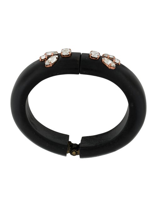 Isabel Marant Crystal & Wood Hinged Bangle Bracelet
