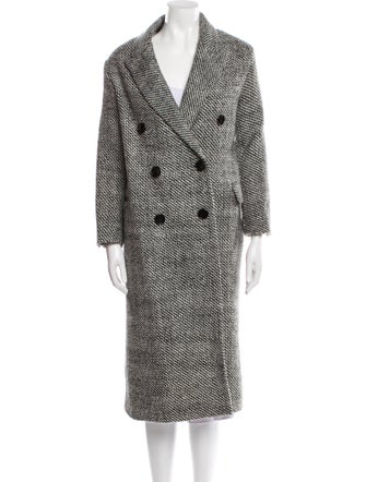 Isabel Marant Virgin Wool Plaid Print Trench Coat
