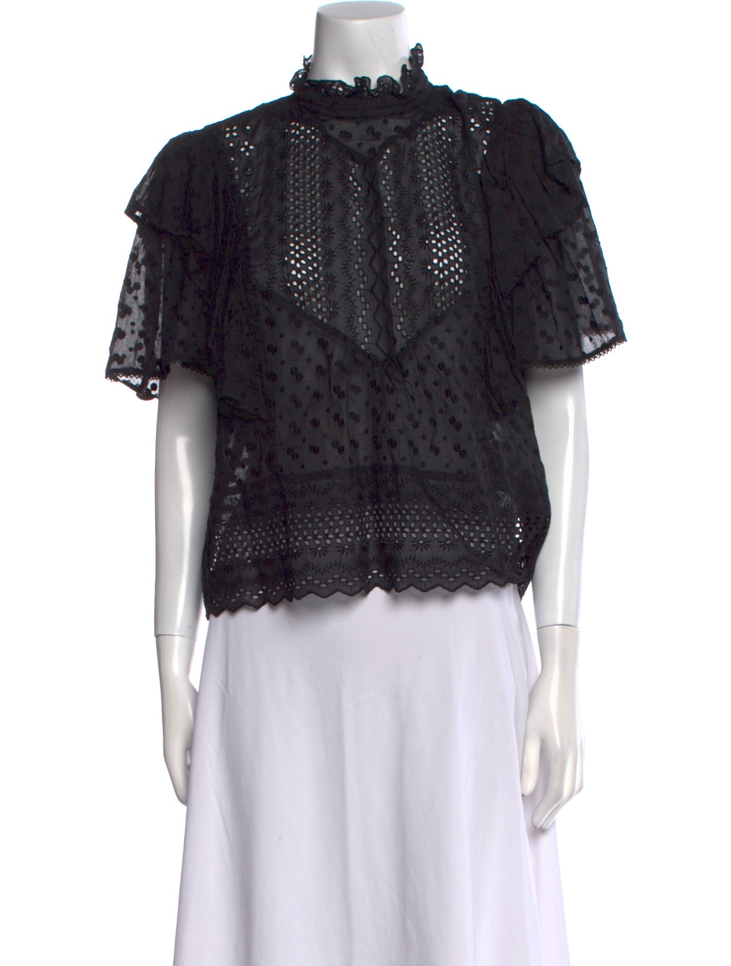 Isabel Marant Lace Pattern Mock Neck Blouse