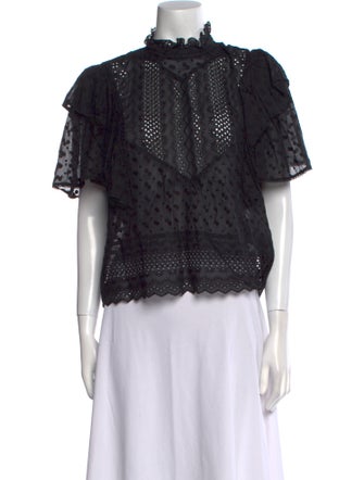 Isabel Marant Lace Pattern Mock Neck Blouse