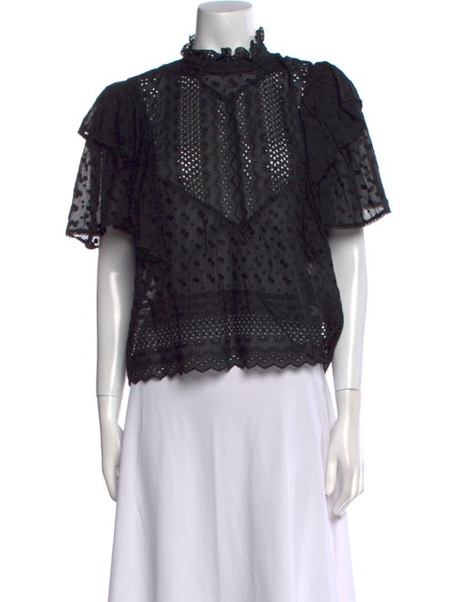 Isabel Marant Lace Pattern Mock Neck Blouse