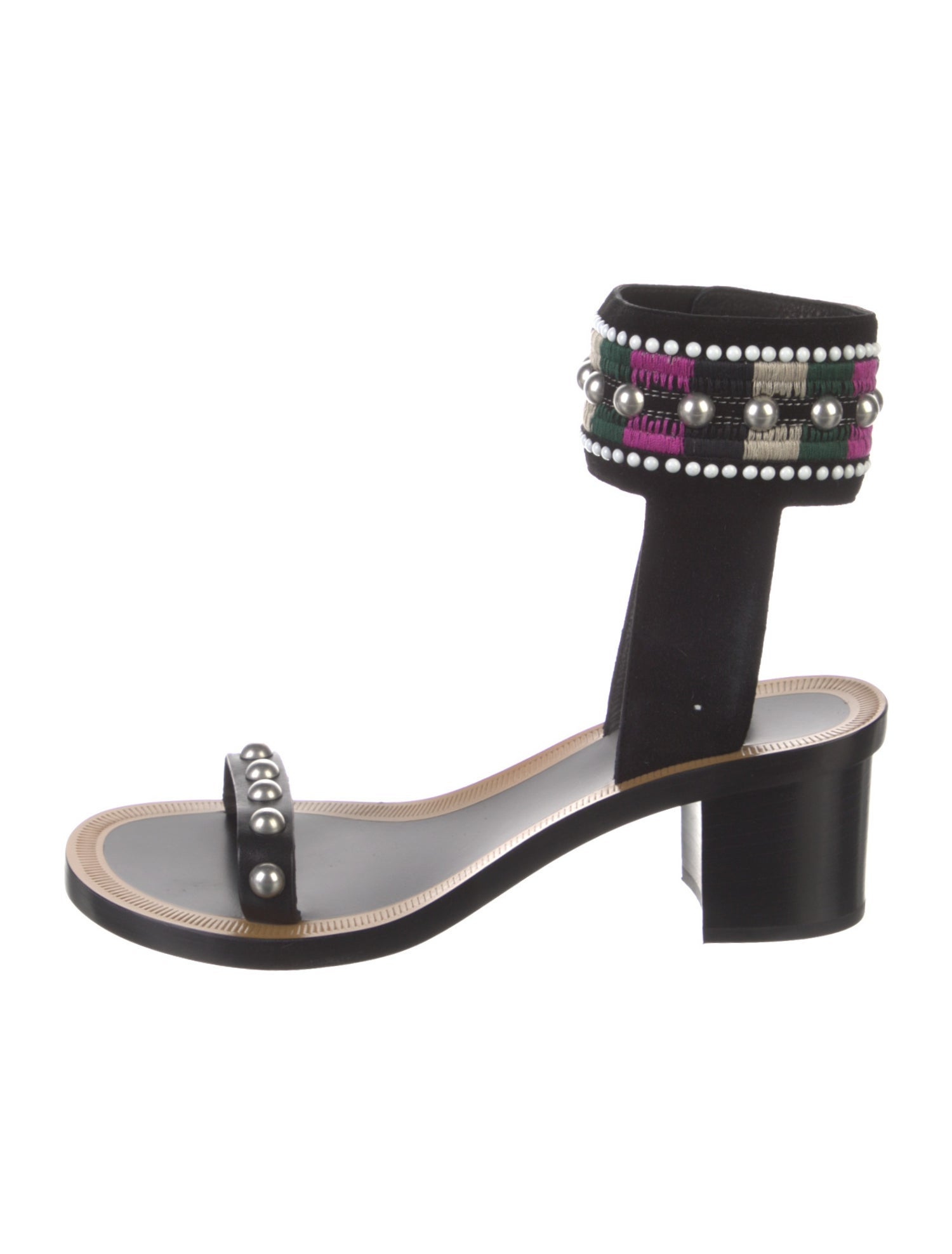 Isabel Marant Leather Colorblock Pattern Gladiator Sandals