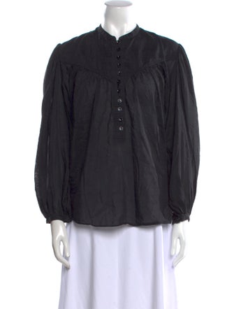 Isabel Marant Mock Neck Long Sleeve Button-Up Top