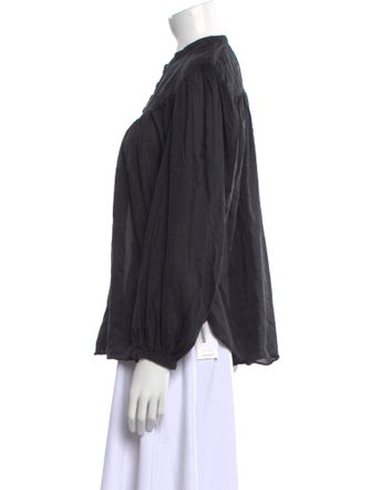 Isabel Marant Mock Neck Long Sleeve Button-Up Top