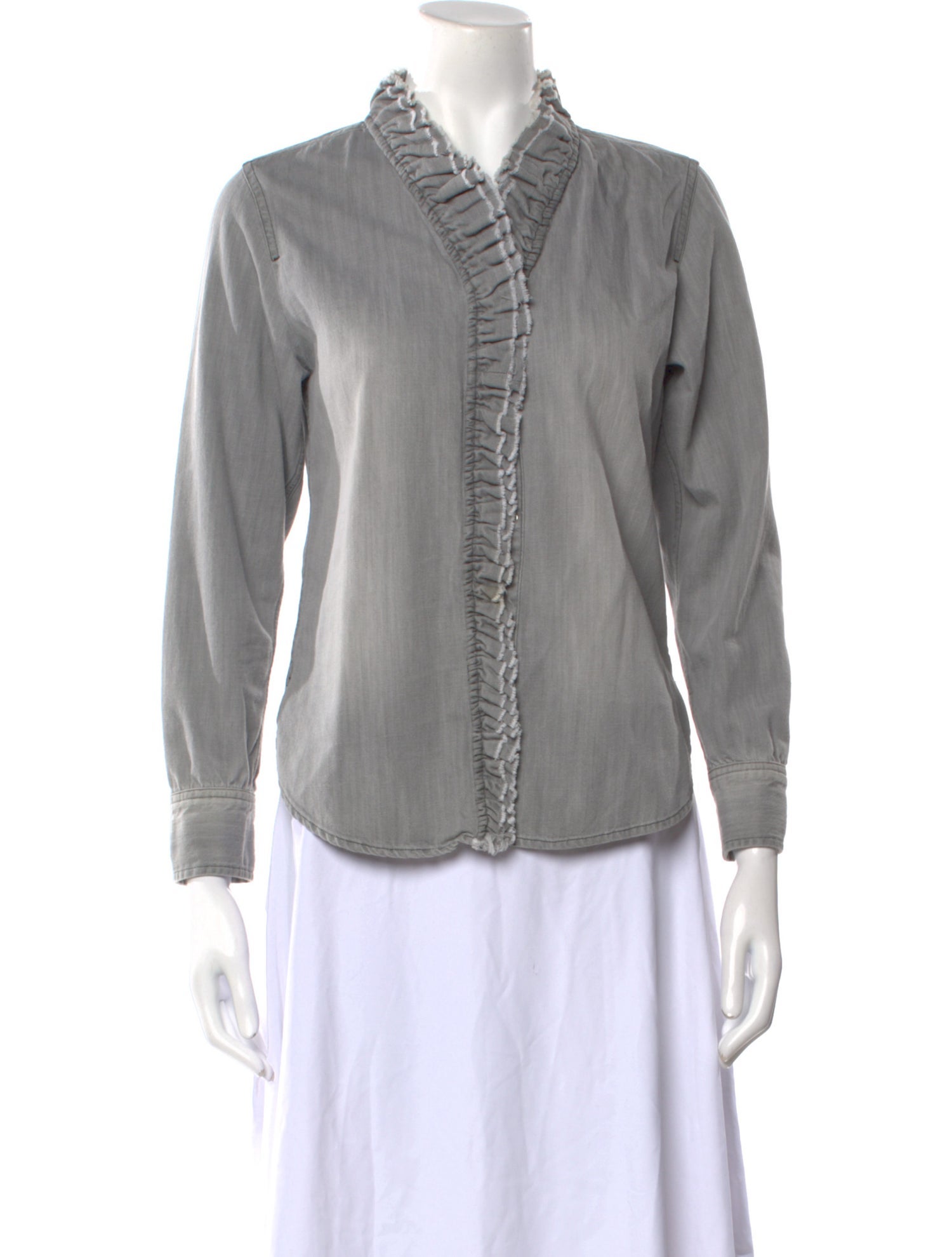 Étoile Isabel Marant V-Neck Long Sleeve Button-Up Top
