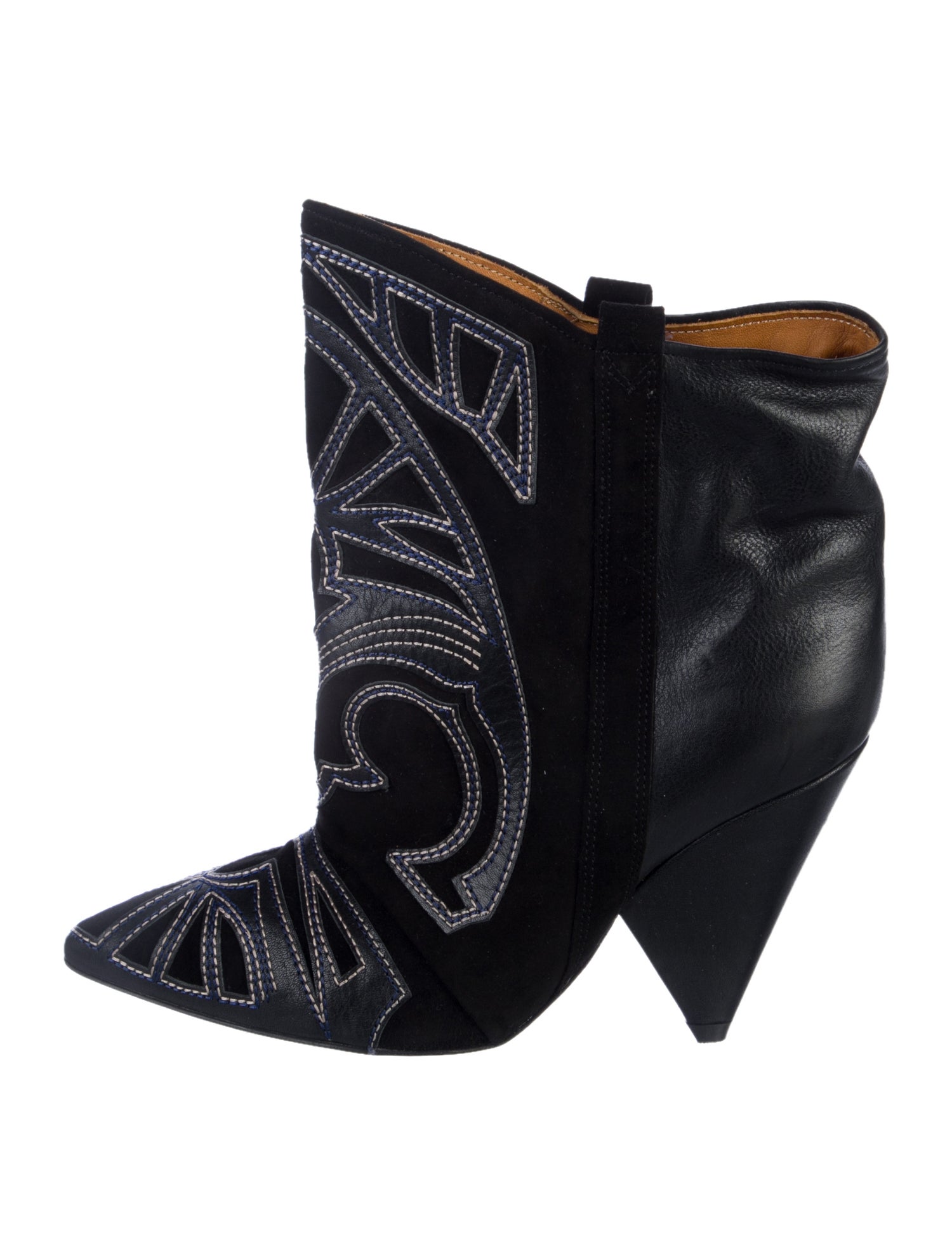 Isabel Marant Leather Embroidered Accent Boots