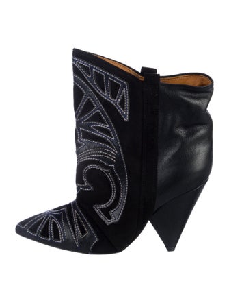 Isabel Marant Leather Embroidered Accent Boots