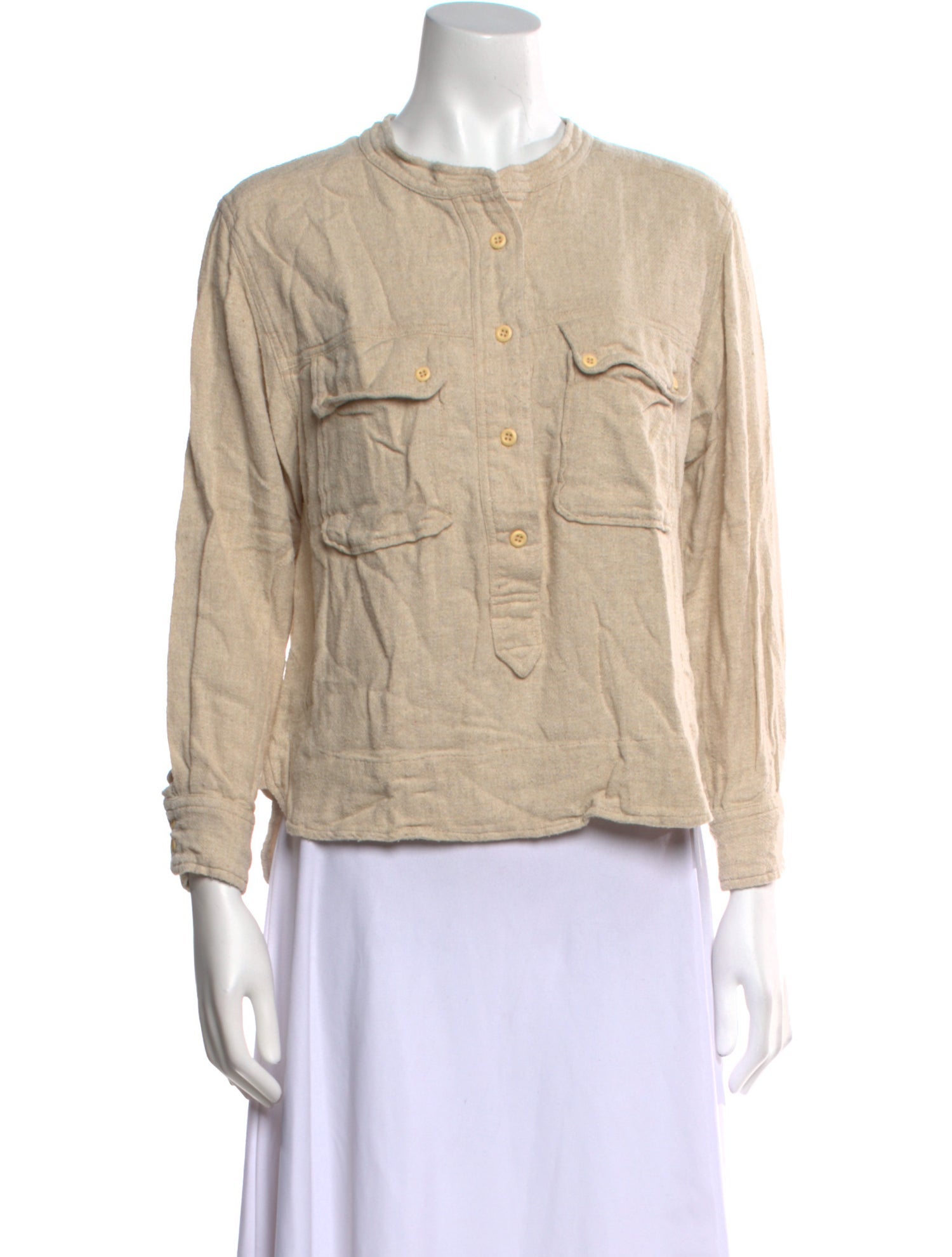 Isabel Marant Silk Mock Neck Button-Up Top