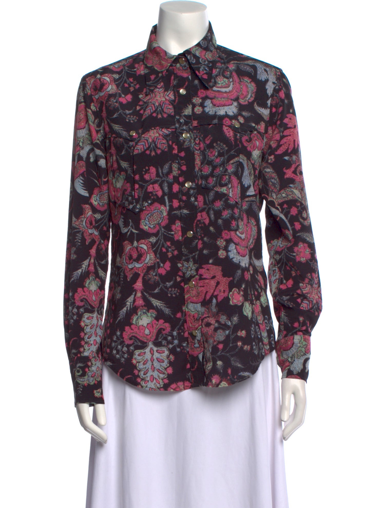 Isabel Marant Floral Print Long Sleeve Button-Up Top
