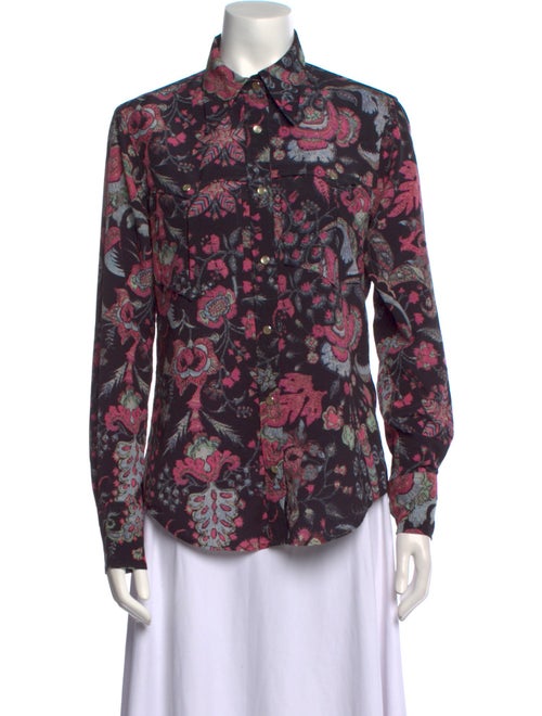 Isabel Marant Floral Print Long Sleeve Button-Up Top