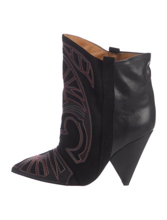 Isabel Marant Leather Embroidered Accent Boots
