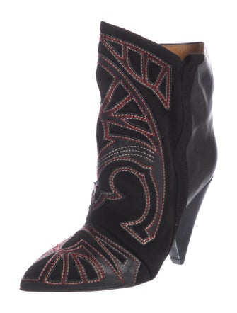 Isabel Marant Leather Embroidered Accent Boots