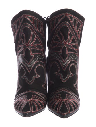 Isabel Marant Leather Embroidered Accent Boots