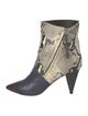 Isabel Marant Embossed Leather Animal Print Lace-Up Boots