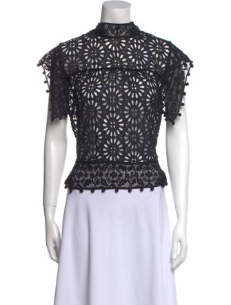 Isabel Marant Mock Neck Short Sleeve Blouse