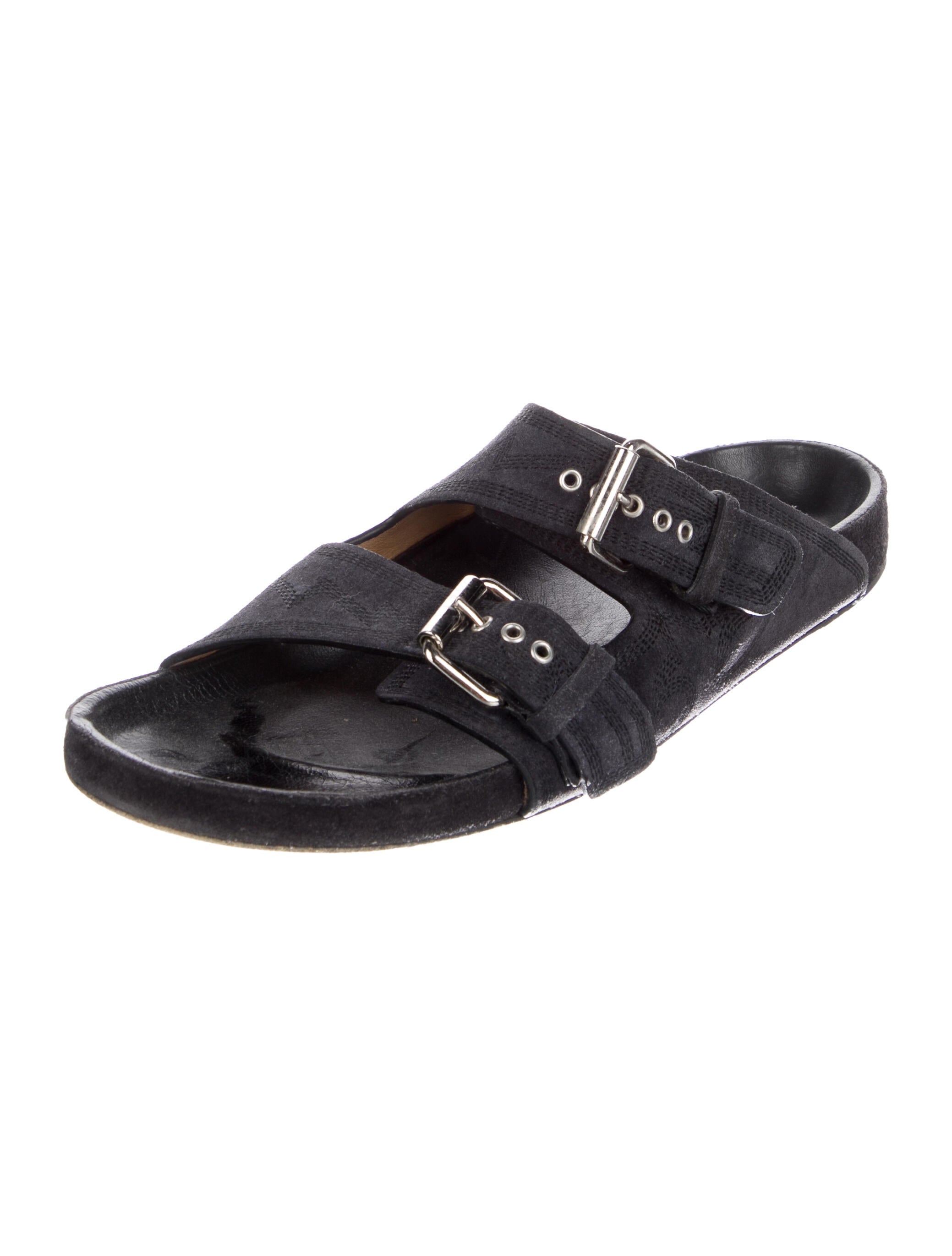 Isabel Marant Suede Leather Trim Embellishment Slides