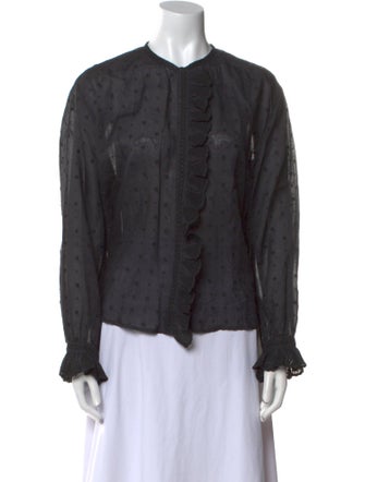 Isabel Marant Polka Dot Print Crew Neck Button-Up Top