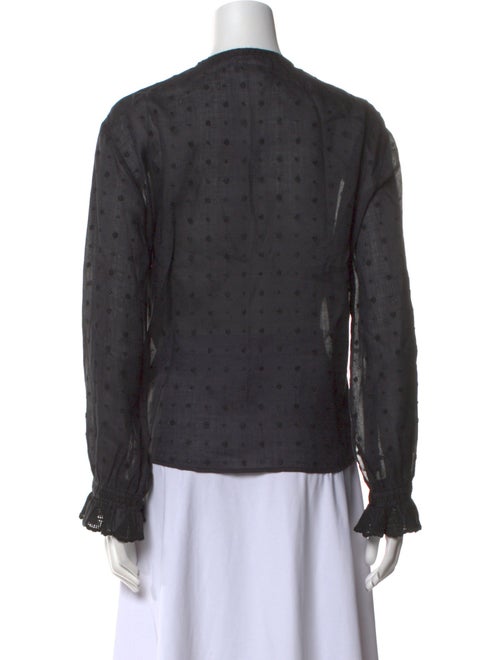 Isabel Marant Polka Dot Print Crew Neck Button-Up Top