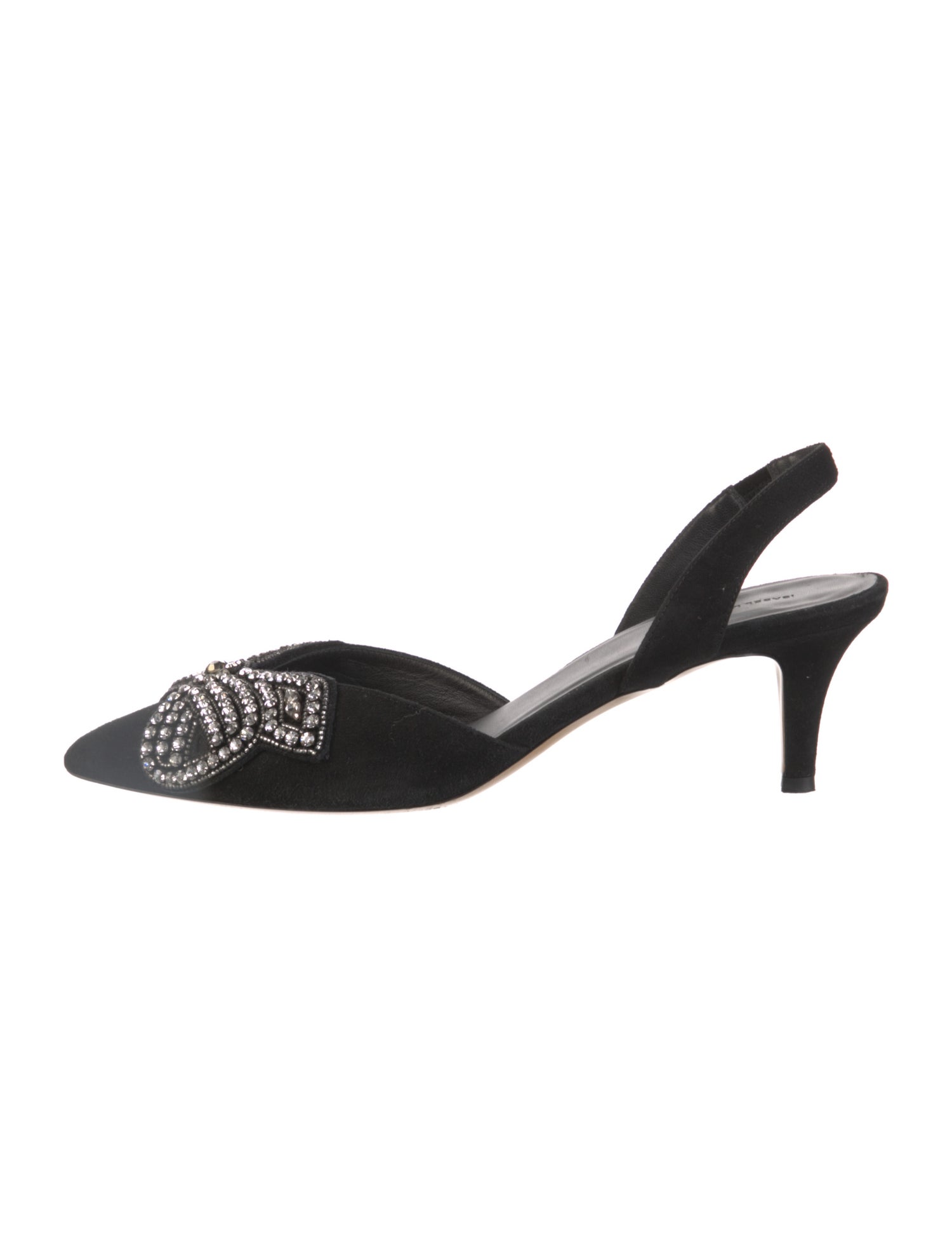 Isabel Marant Suede Crystal Embellishments Slingback Pumps