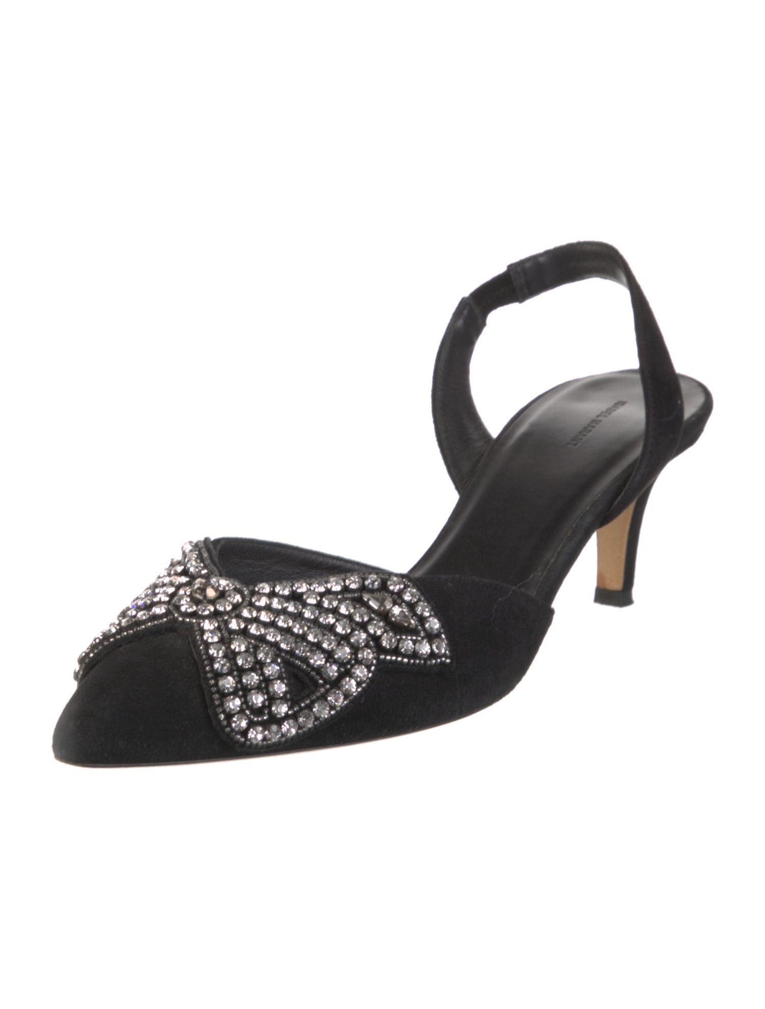 Isabel Marant Suede Crystal Embellishments Slingback Pumps