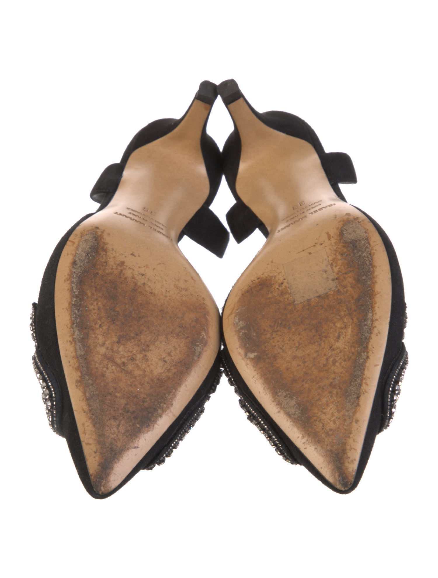 Isabel Marant Suede Crystal Embellishments Slingback Pumps