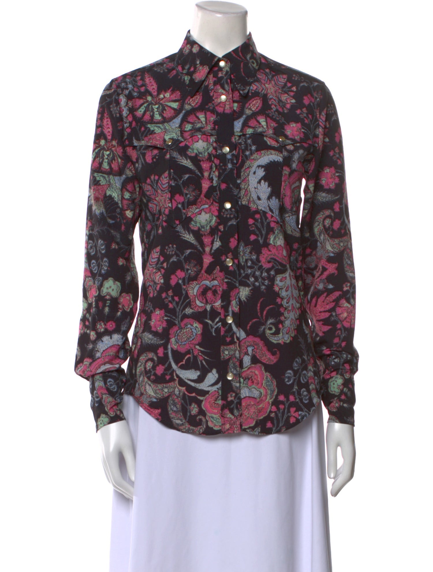 Isabel Marant Printed Long Sleeve Button-Up Top