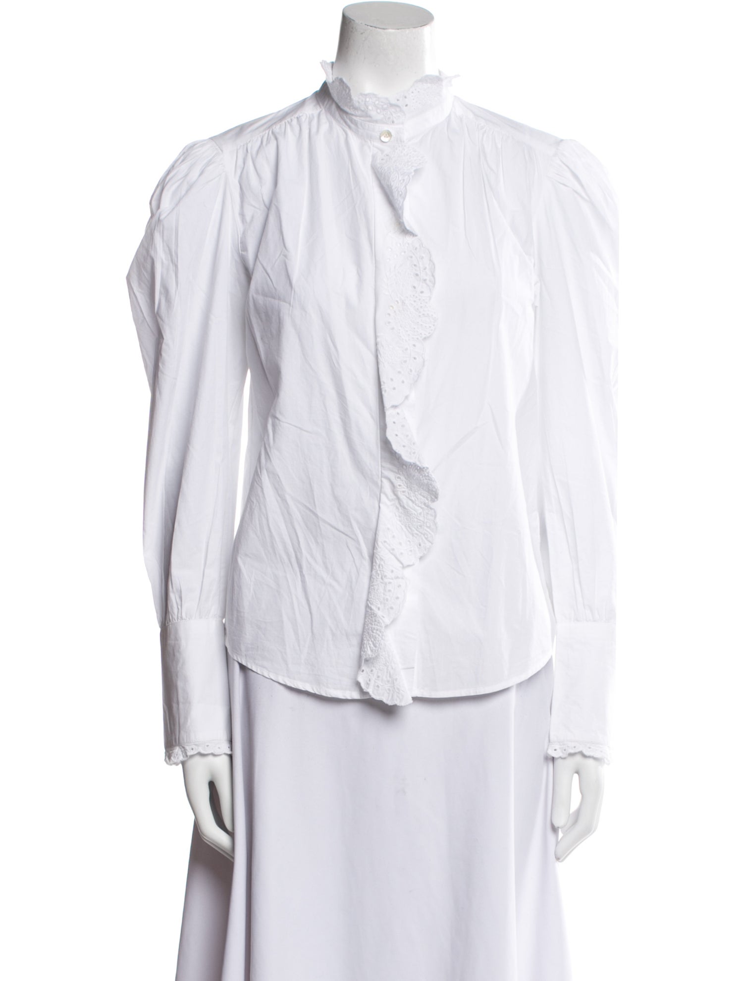 Isabel Marant Mock Neck Long Sleeve Button-Up Top