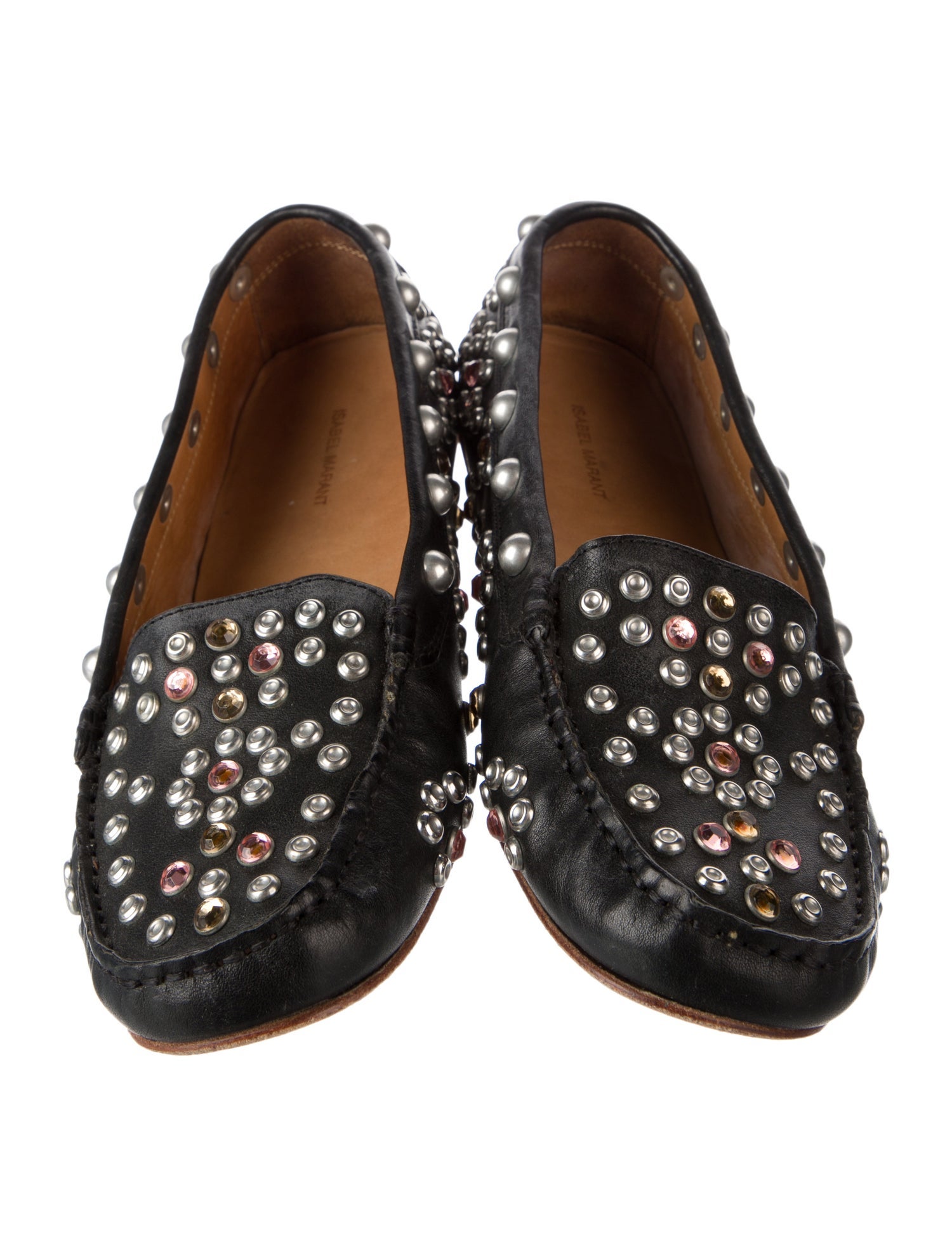 Isabel Marant Leather Studded Accents Loafers