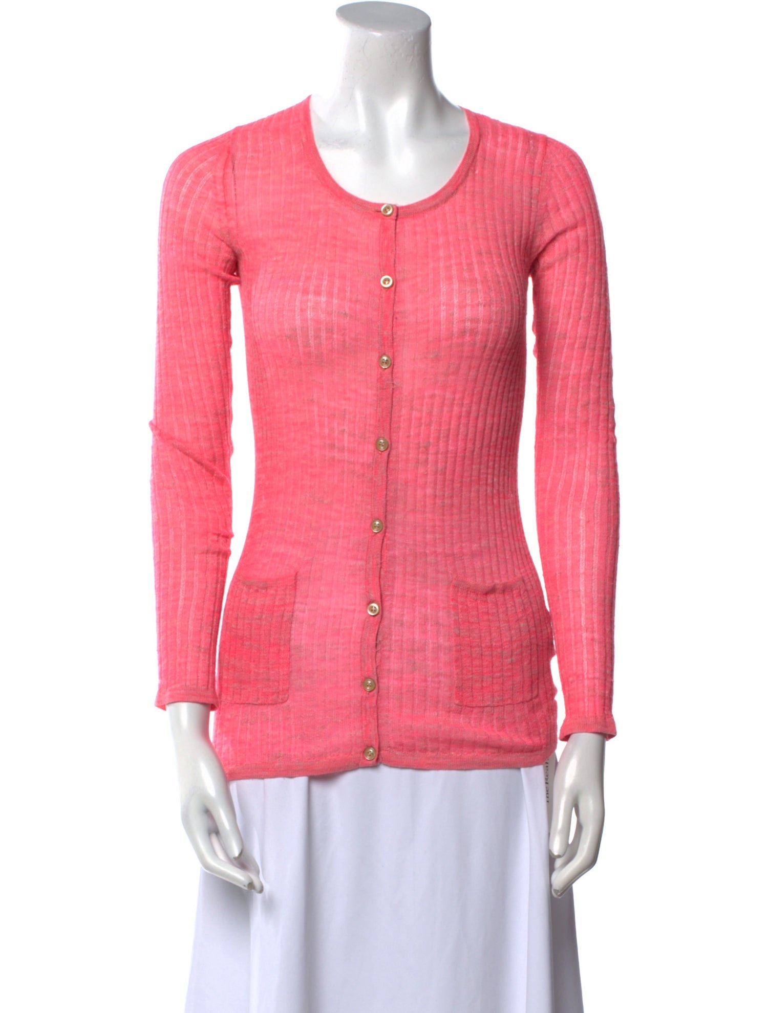 Isabel Marant Scoop Neck Three-Quarter Sleeve Button-Up Top