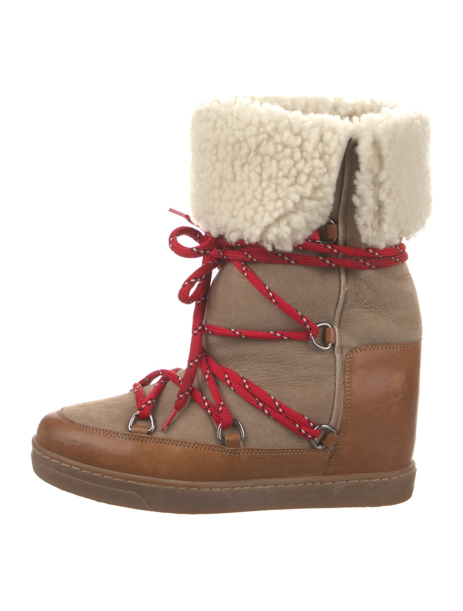 Isabel Marant Suede Colorblock Pattern Lace-Up Boots