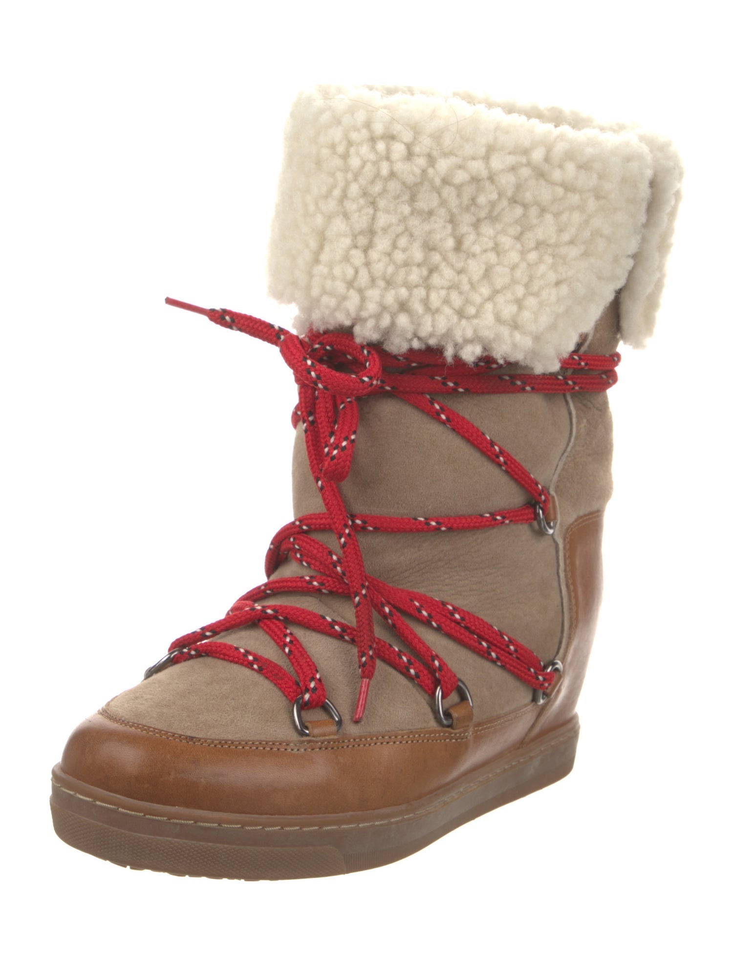 Isabel Marant Suede Colorblock Pattern Lace-Up Boots