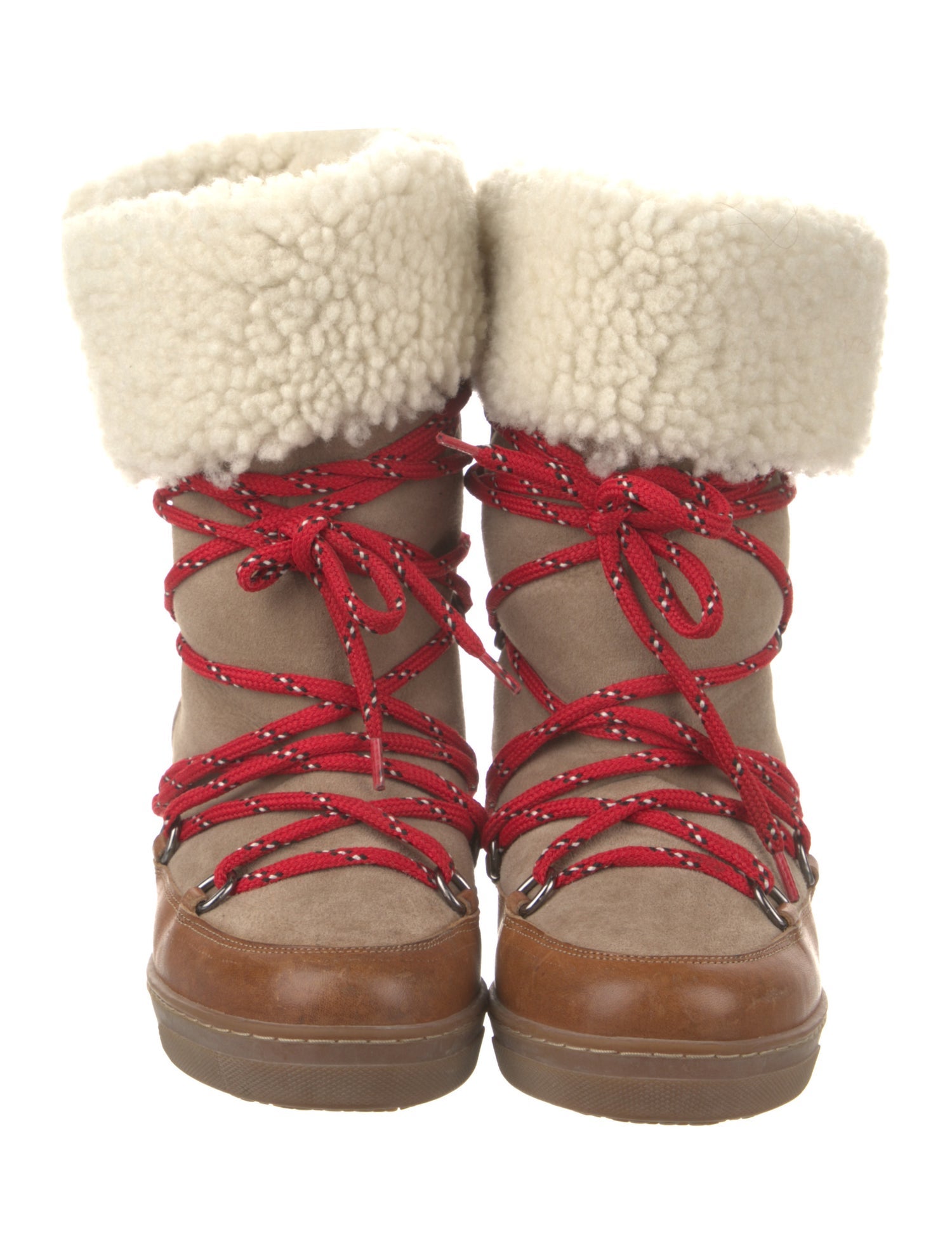 Isabel Marant Suede Colorblock Pattern Lace-Up Boots