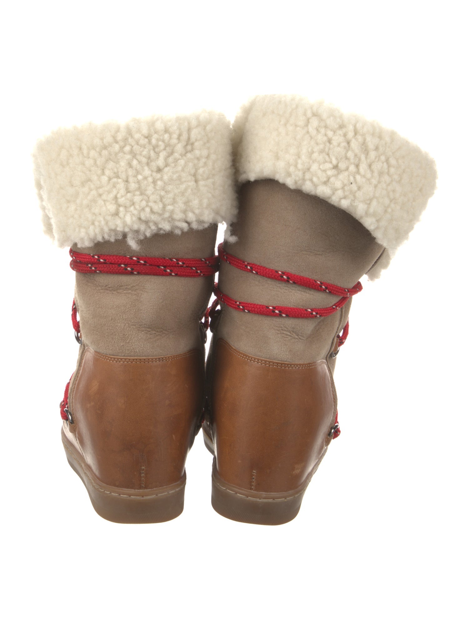 Isabel Marant Suede Colorblock Pattern Lace-Up Boots