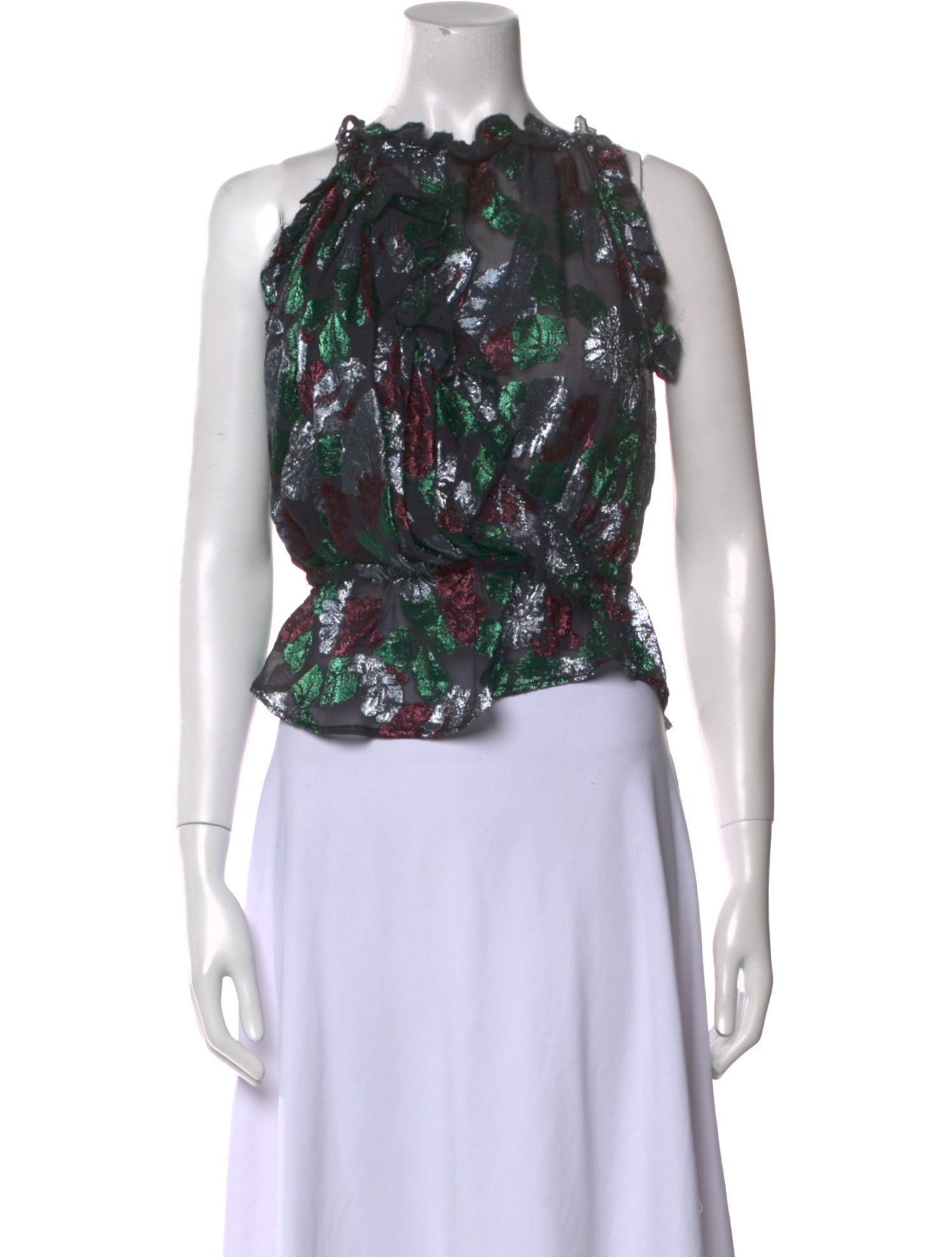 Isabel Marant Floral Print Bateau Neckline Crop Top