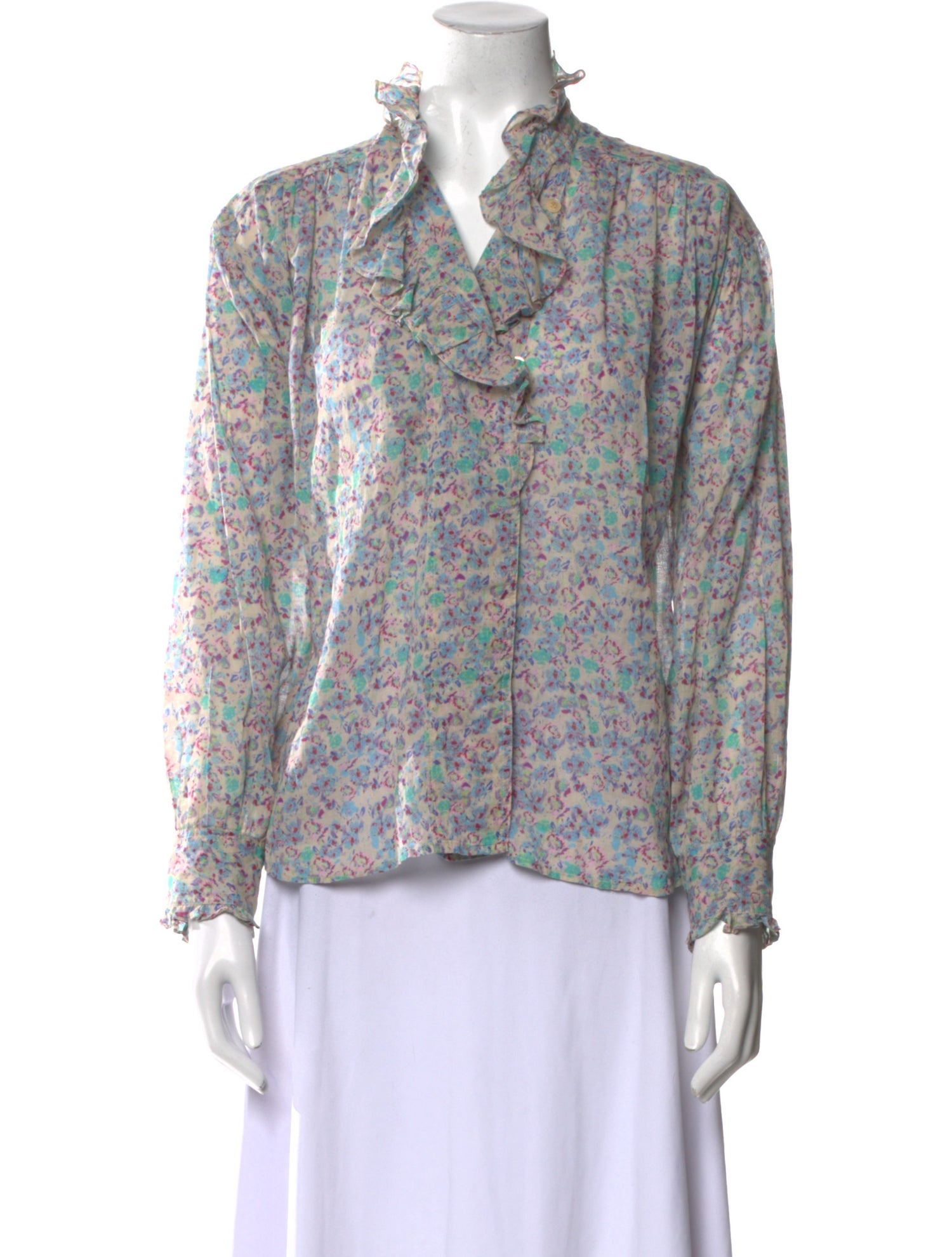 Isabel Marant Floral Print Cowl Neck Blouse
