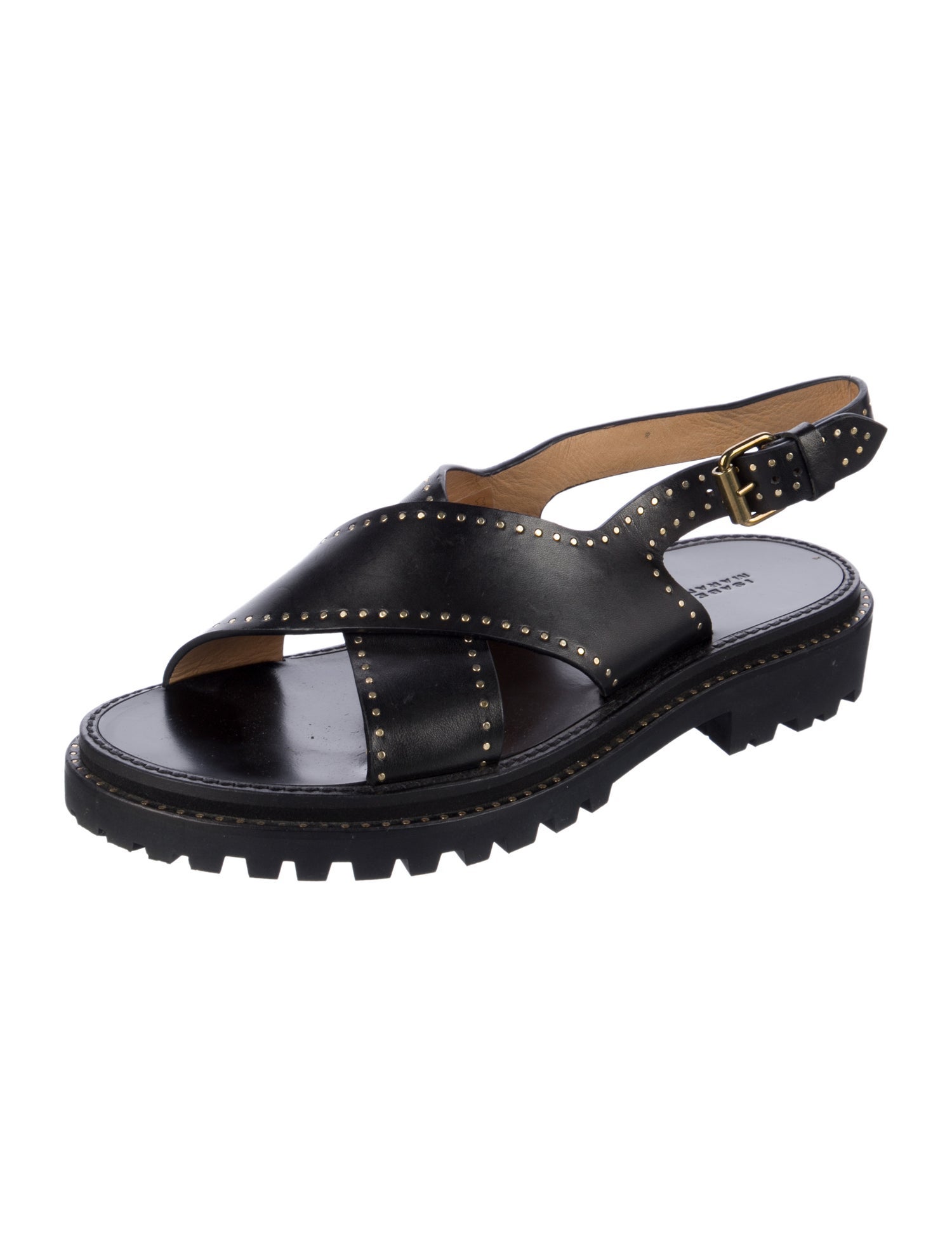 Isabel Marant Leather Studded Accents Slingback Sandals