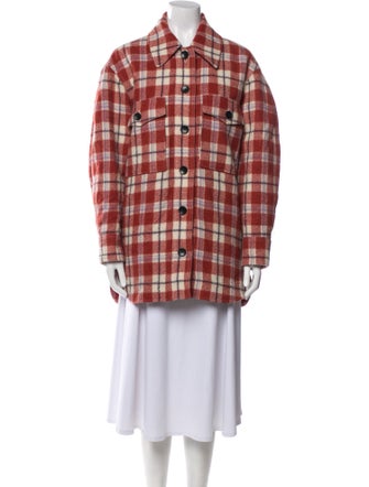 Isabel Marant Virgin Wool Plaid Print Coat