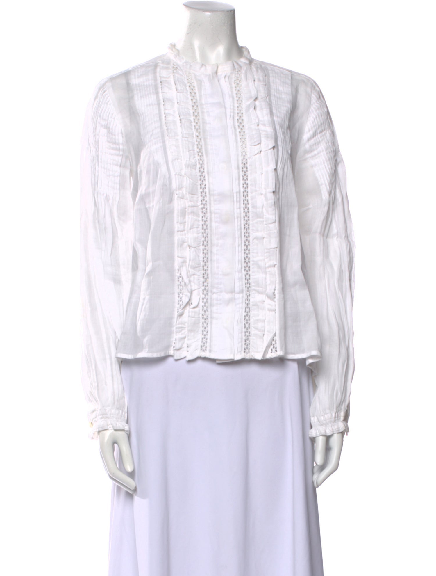 Isabel Marant Mock Neck Long Sleeve Button-Up Top