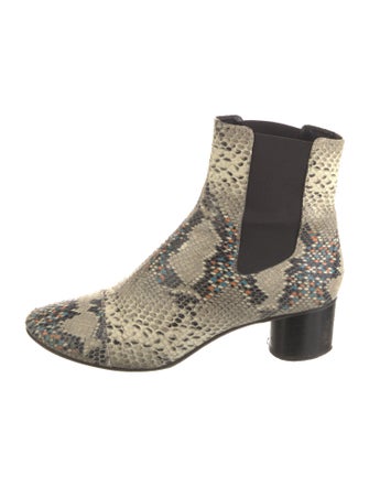 Isabel Marant Leather Animal Print Chelsea Boots