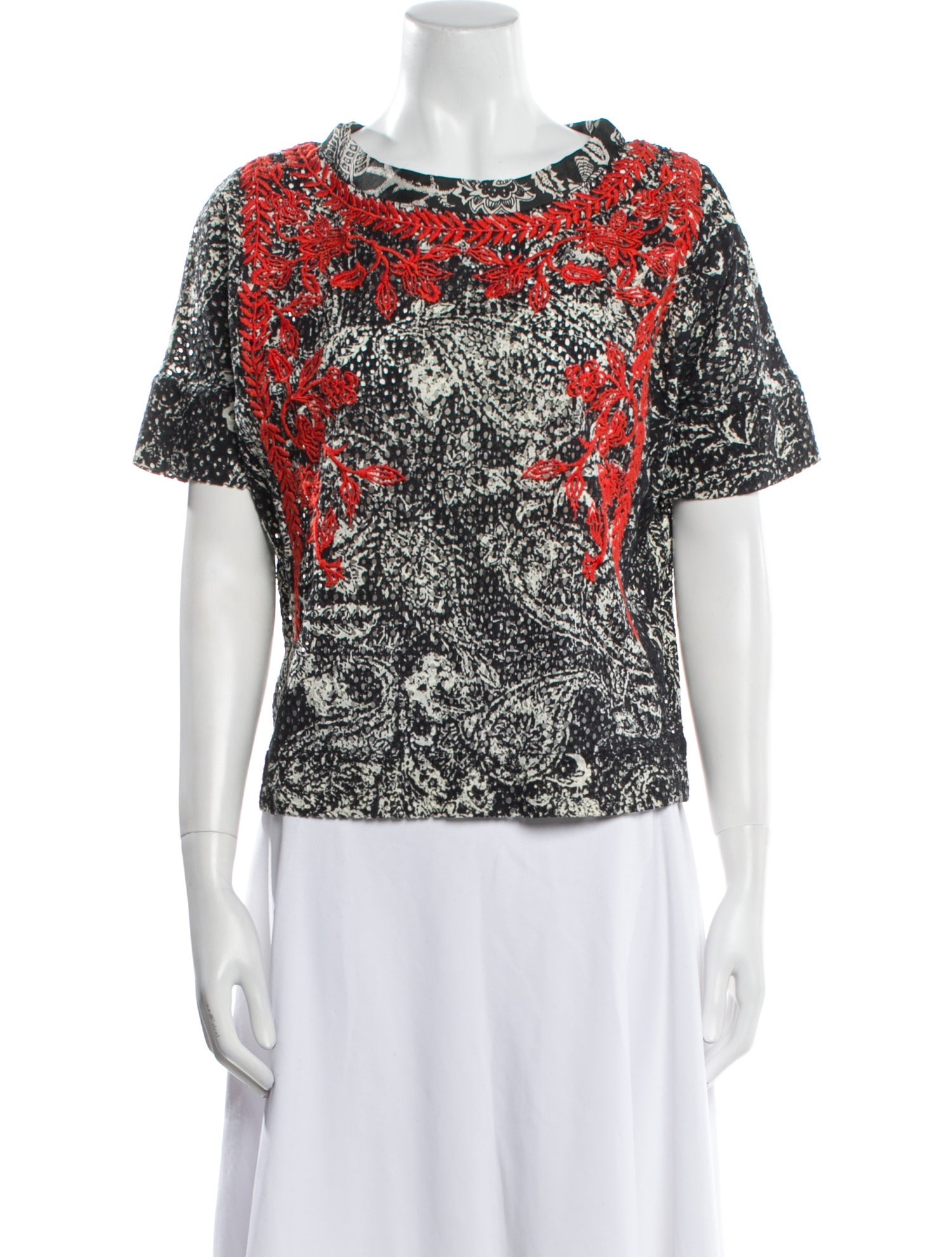 Isabel Marant Floral Print Bateau Neckline T-Shirt