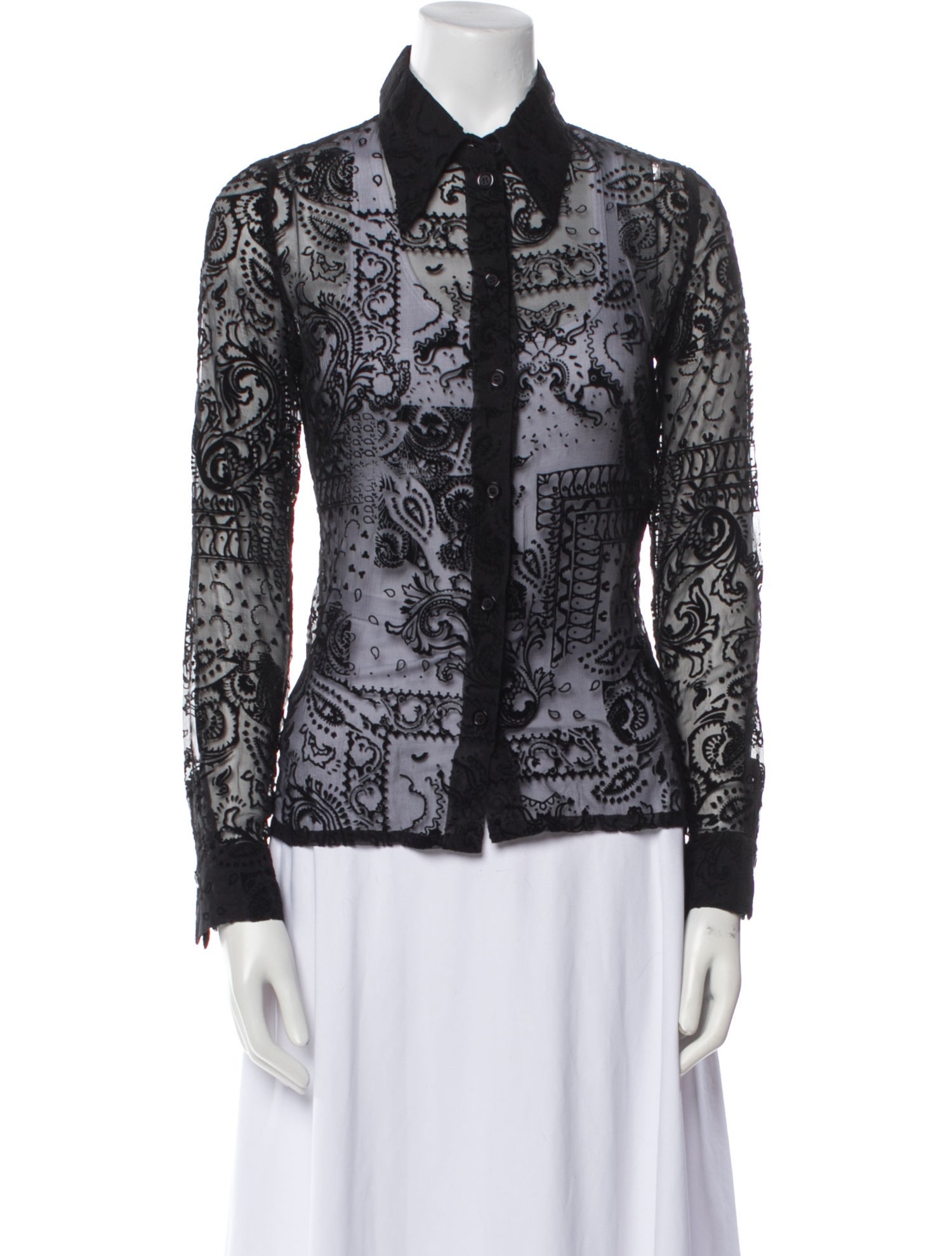 Isabel Marant Silk Lace Pattern Button-Up Top