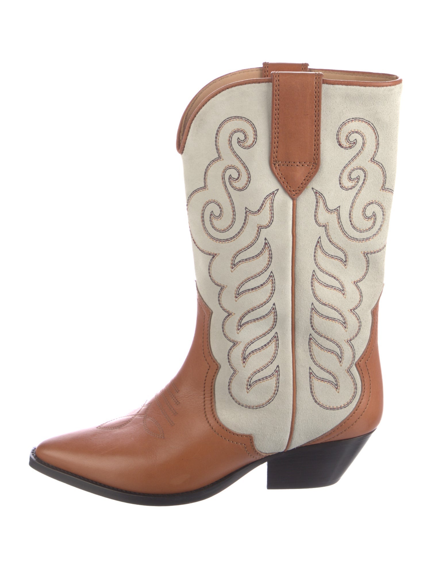 Isabel Marant Suede Colorblock Pattern Western Boots