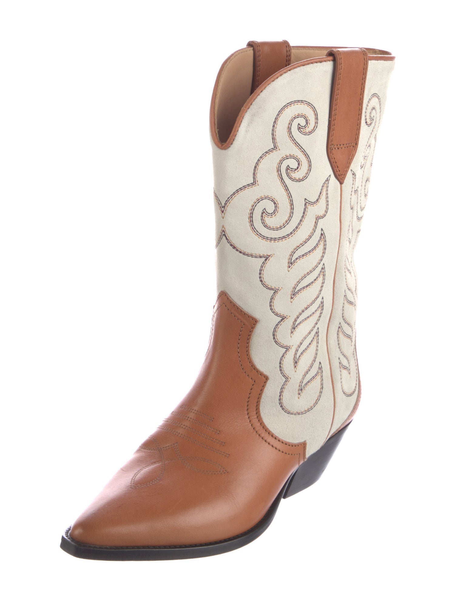 Isabel Marant Suede Colorblock Pattern Western Boots