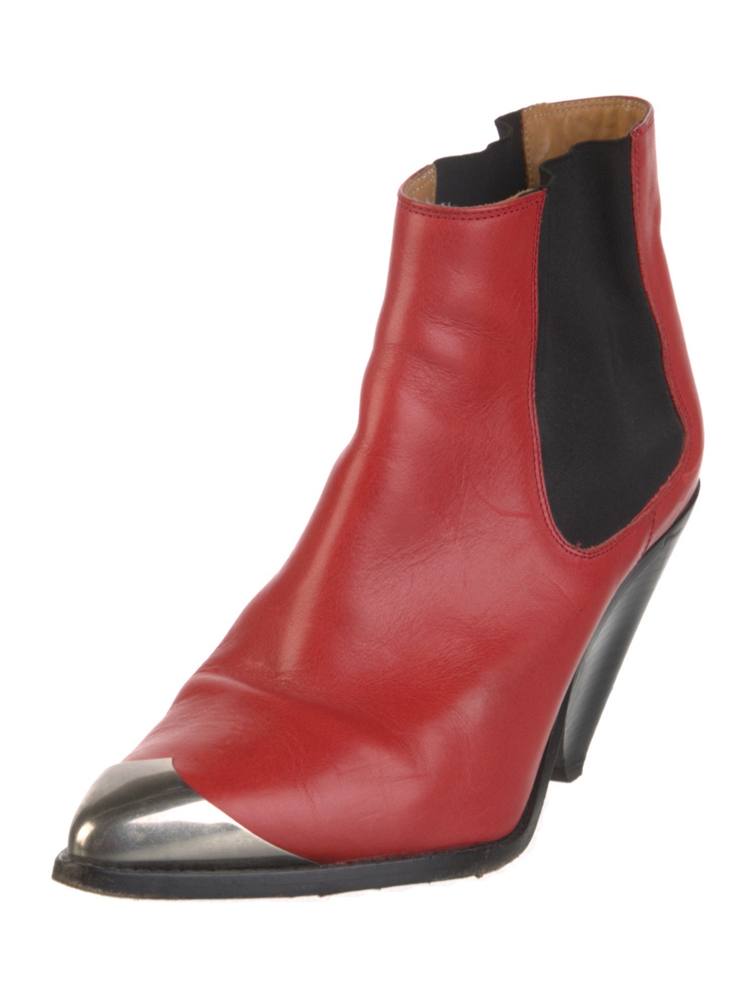 Isabel Marant Leather Colorblock Pattern Chelsea Boots