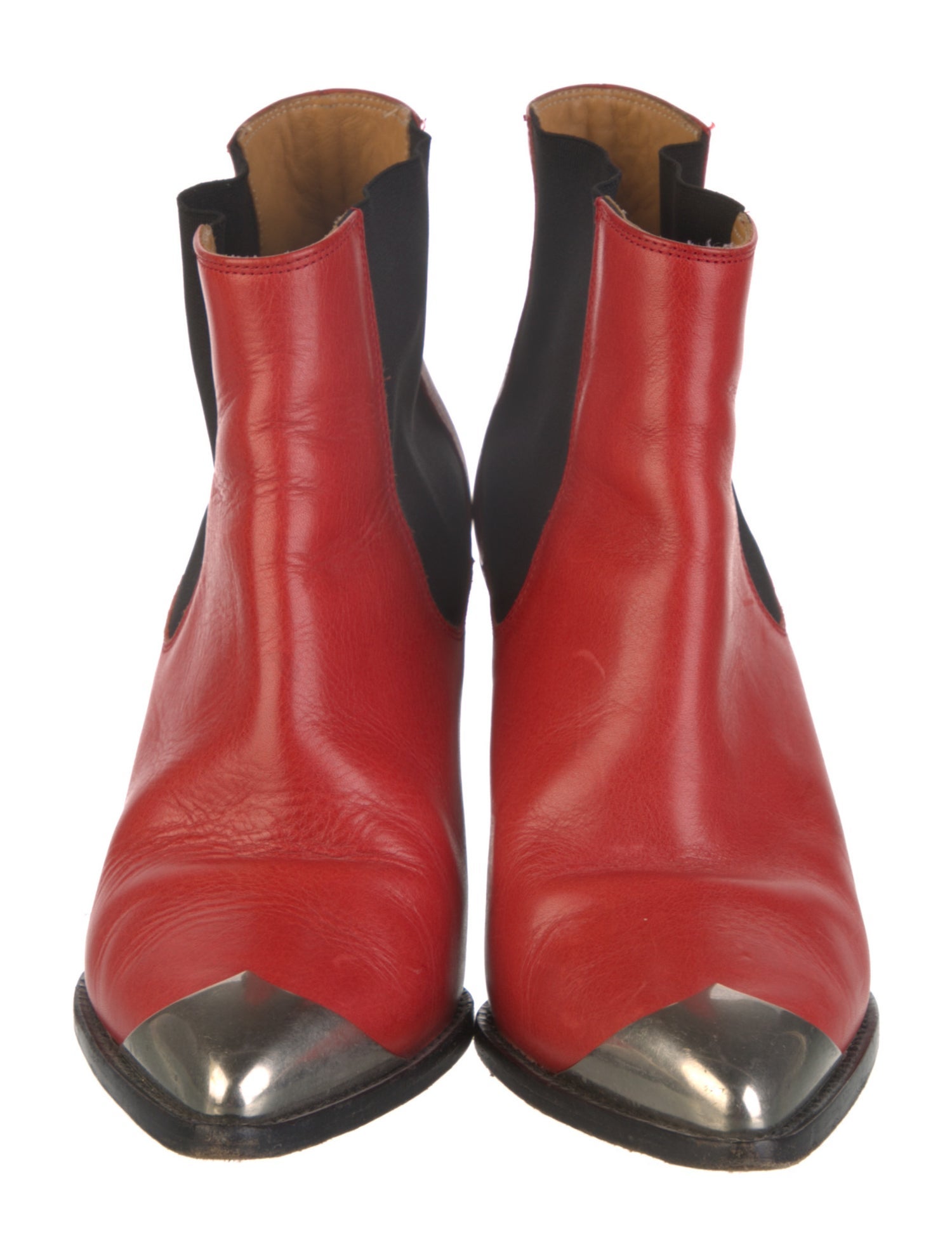Isabel Marant Leather Colorblock Pattern Chelsea Boots