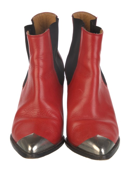 Isabel Marant Leather Colorblock Pattern Chelsea Boots