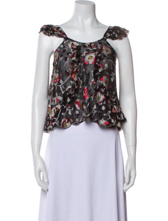 Isabel Marant Silk Floral Print Crop Top