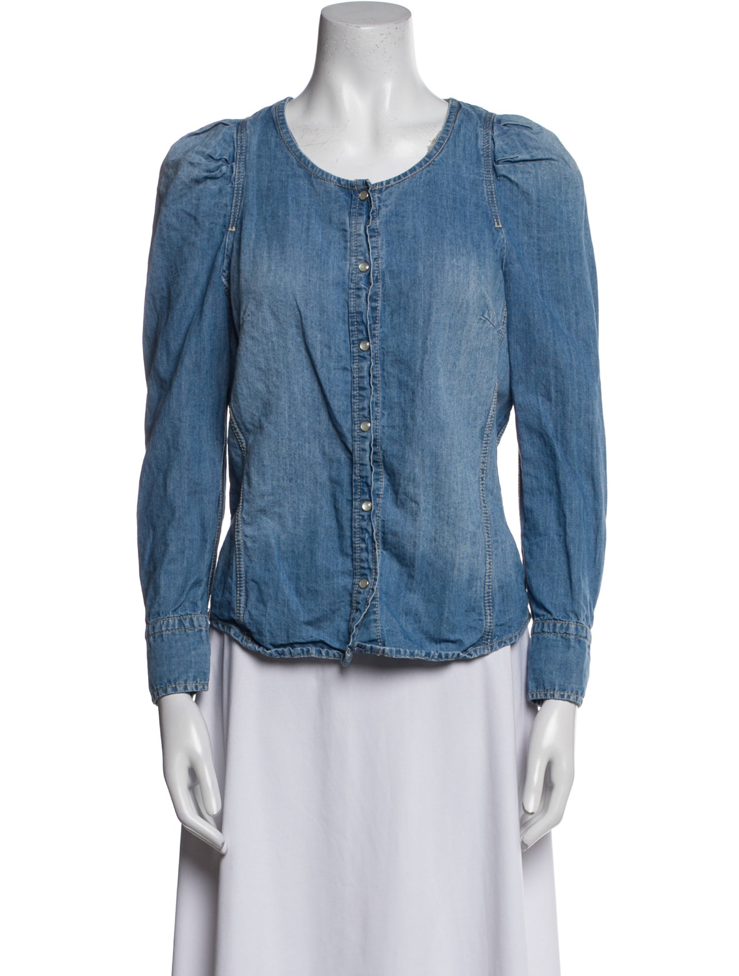 Étoile Isabel Marant Scoop Neck Long Sleeve Button-Up Top
